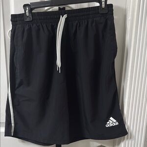 Adidas Black and White Athletic Shorts Lightweight Elastic Waist